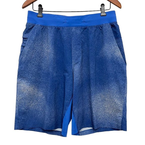 Lululemon Mens T.H.E. Linerless 9.5" Shorts Blue Specks Splatter Drawstring Sz M